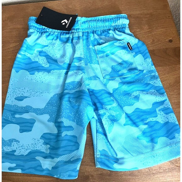 Converse All Star Board Shorts NWT Boys 7 Large Camo Swim Trunks Blue Camouflage - Picture 1 of 4